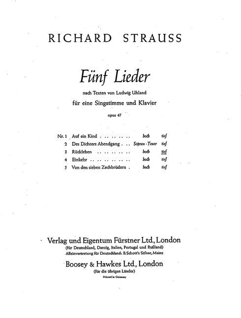 Fünf Lieder nach Gedichten von Ludwig Uhland op. 47/3, No. 3 Retrospect (low G minor)