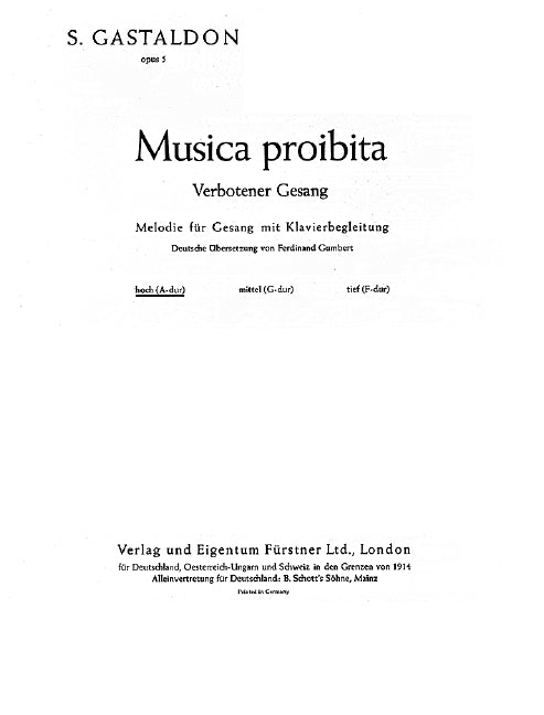 Verbotener Gesang op. 5 (Soprano or Tenor and Piano)