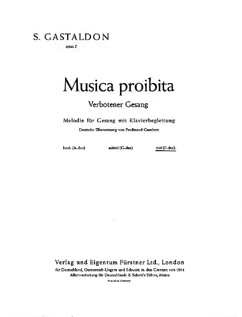 Verbotener Gesang op. 5 (Alto or Bass and Piano)