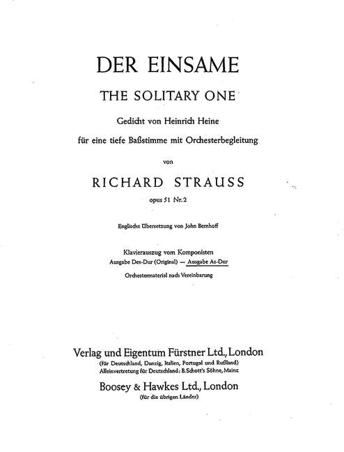 Der Einsame op. 51/2 (Medium voice and piano)