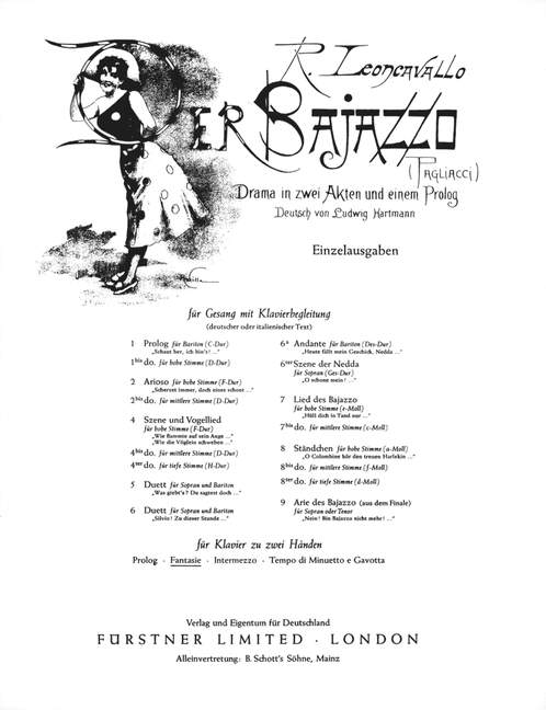 Der Bajazzo (Piano)