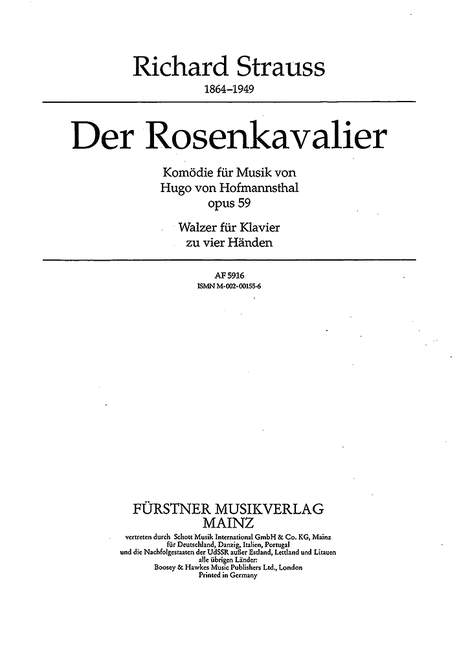 Der Rosenkavalier op. 59よりWalzer (piano (4 hands))
