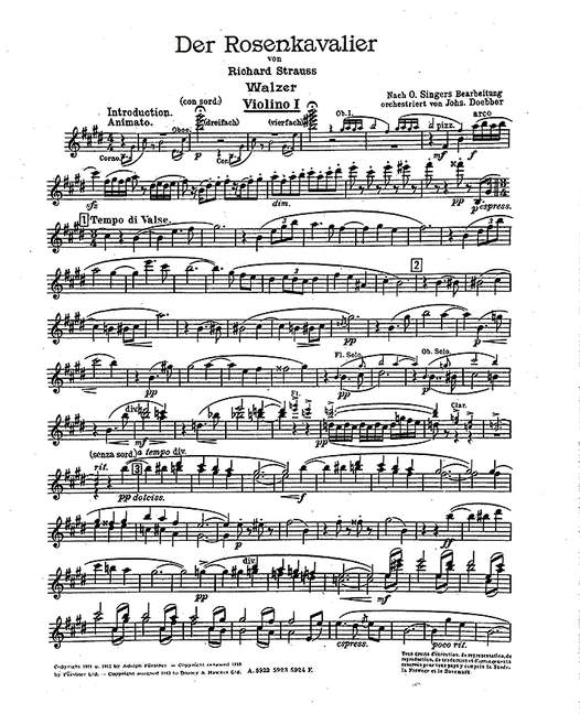 Der Rosenkavalier op. 59よりWalzer (Orchestra), Violin I part