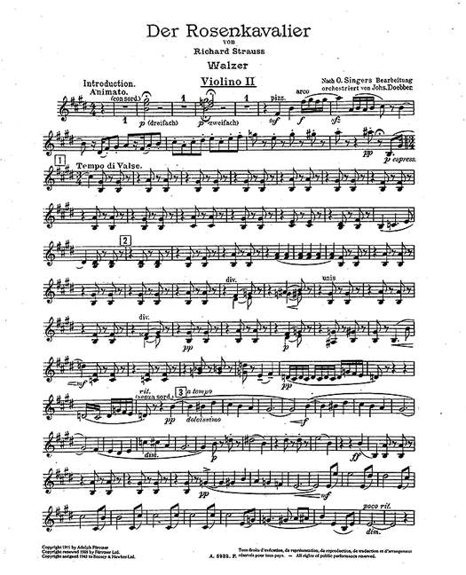 Der Rosenkavalier op. 59よりWalzer (Orchestra), Violin II part