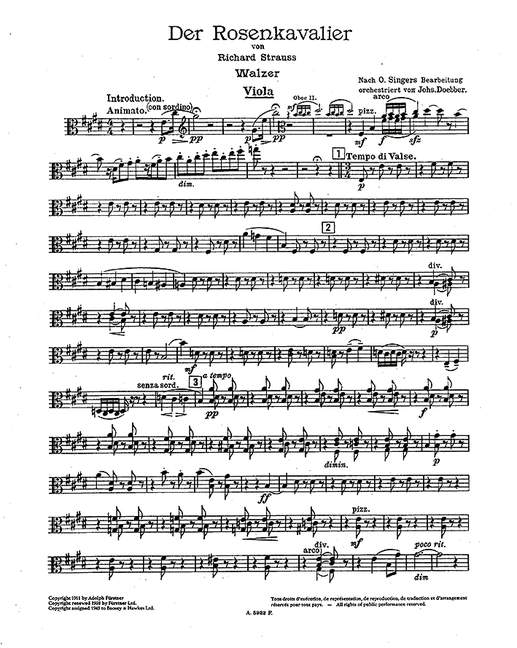 Der Rosenkavalier op. 59よりWalzer (Orchestra), Viola part