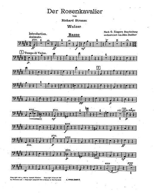 Der Rosenkavalier op. 59よりWalzer (Orchestra), Double Bass part