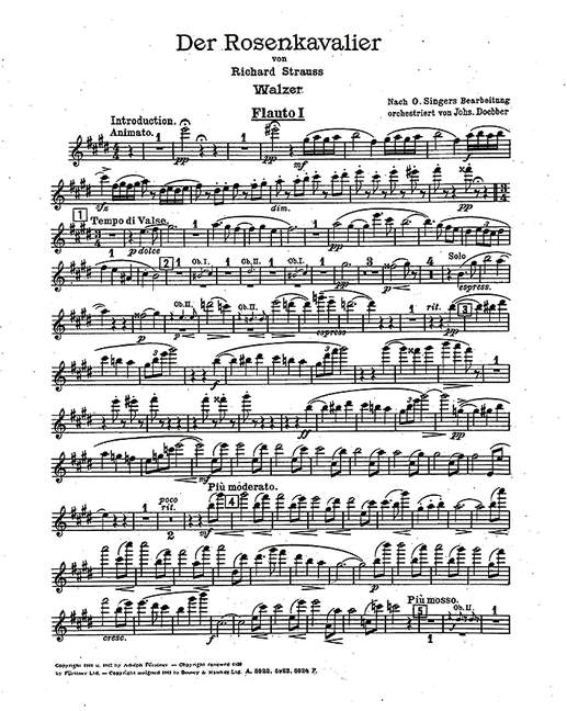 Der Rosenkavalier op. 59よりWalzer (Orchestra), Flute I part