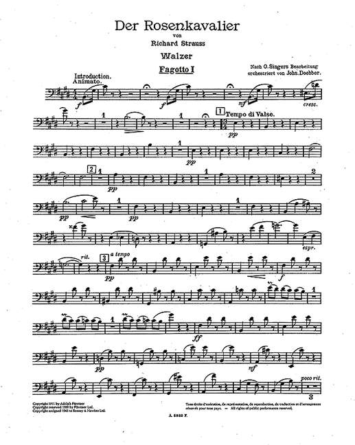 Der Rosenkavalier op. 59よりWalzer (Orchestra), Bassoon I part