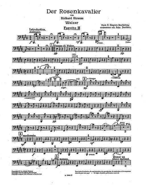 Der Rosenkavalier op. 59よりWalzer (Orchestra), Bassoon II part