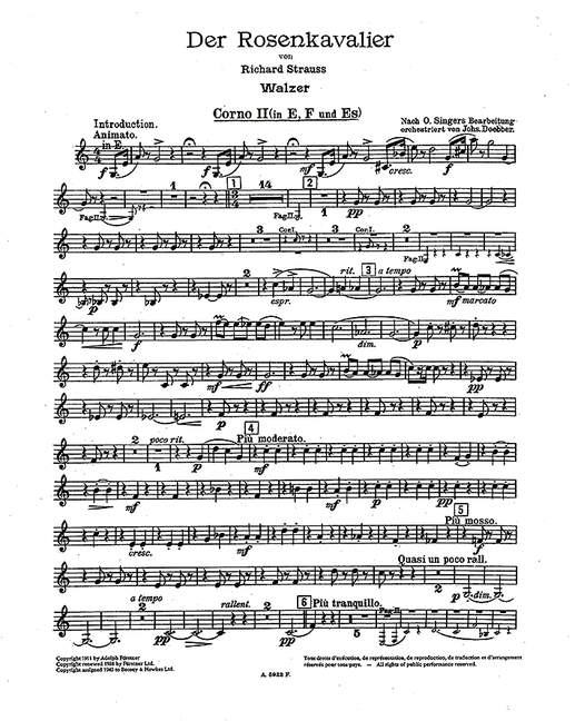 Der Rosenkavalier op. 59よりWalzer (Orchestra), Horn II part