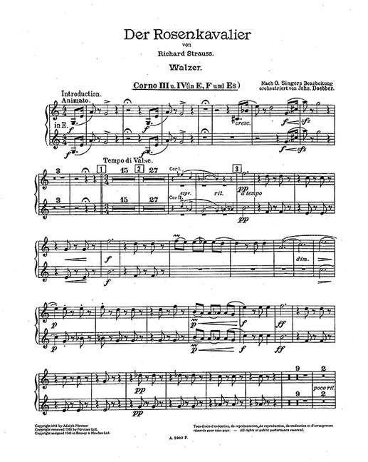 Der Rosenkavalier op. 59よりWalzer (Orchestra), Trumpet I part