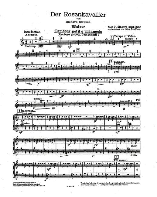 Der Rosenkavalier op. 59よりWalzer (Orchestra), Side Drum part