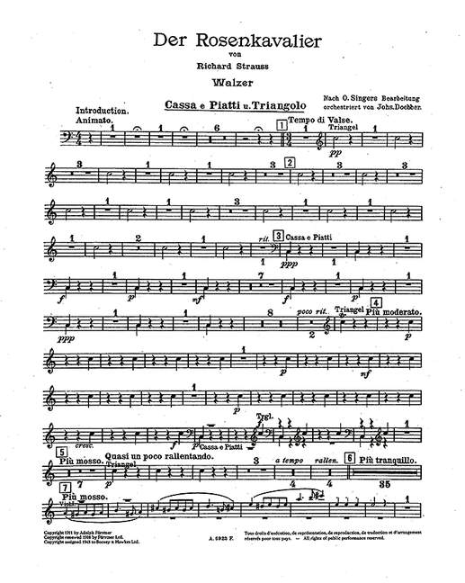 Der Rosenkavalier op. 59よりWalzer (Orchestra), Bass Drum part