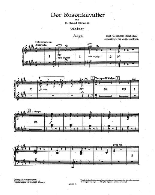 Der Rosenkavalier op. 59よりWalzer (Orchestra), Harp part