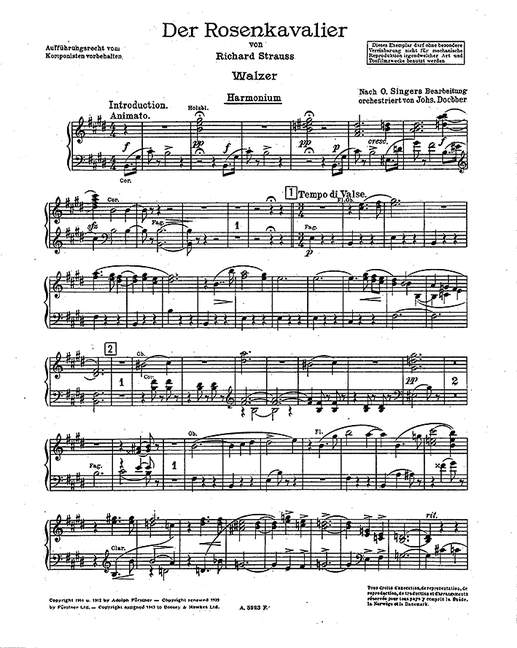 Der Rosenkavalier op. 59よりWalzer (Orchestra), Harmonium part