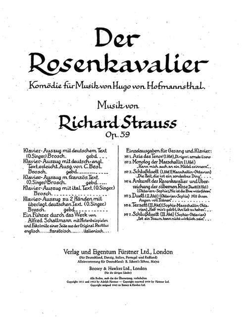Der Rosenkavalier op. 59よりHab mir's gelobt, ihn lieb zu haben