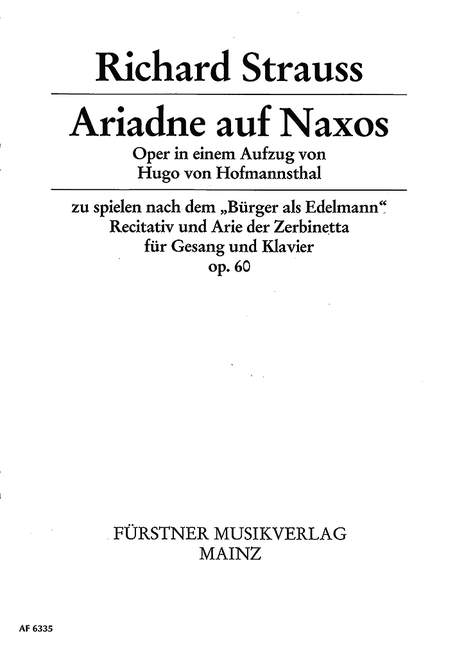 Ariadne auf Naxos op. 60よりGroßmächtige Prinzessin (high Voice Soprano and Piano)