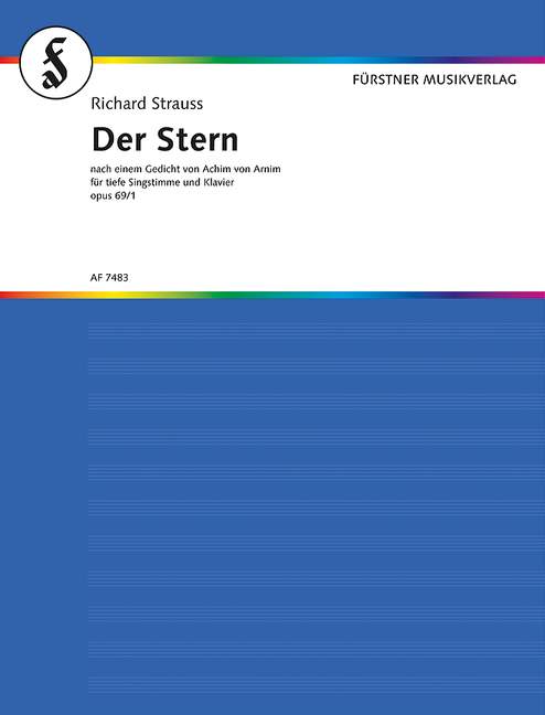 Fünf kleine Lieder nach Gedichten von Achim von Arnim und Heinrich Heine op. 69/1, Nr. 1 Der Stern (tief D-Dur) (low, D major)