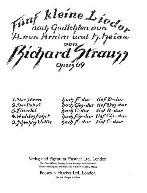 Fünf kleine Lieder nach Gedichten von Achim von Arnim und Heinrich Heine op. 69/3, Nr. 3 Einerlei (hoch C-Dur) (high, C major)