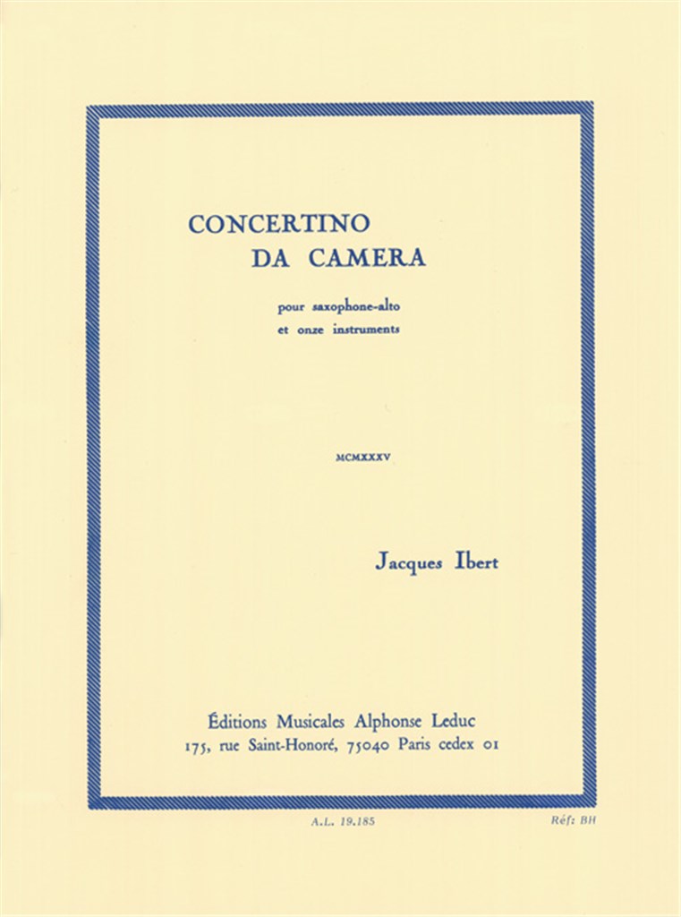 Concertino Da Camera (Alto Saxophone and Piano)