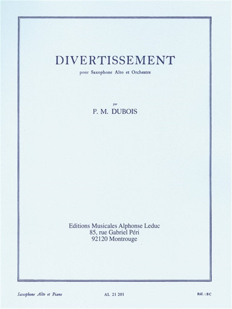 Divertissement For Saxophone and Orchestra