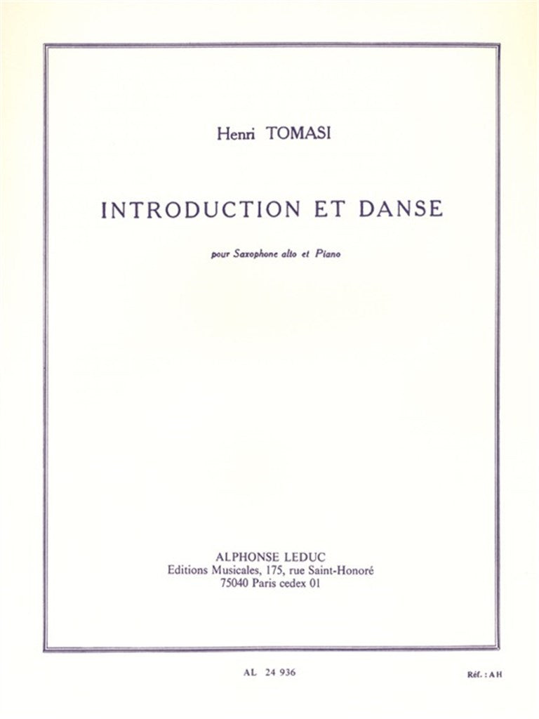 Introduction et Danse For Alto Saxophone and Piano