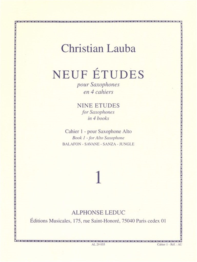 Neuf Études pour Saxophones, cahier 1