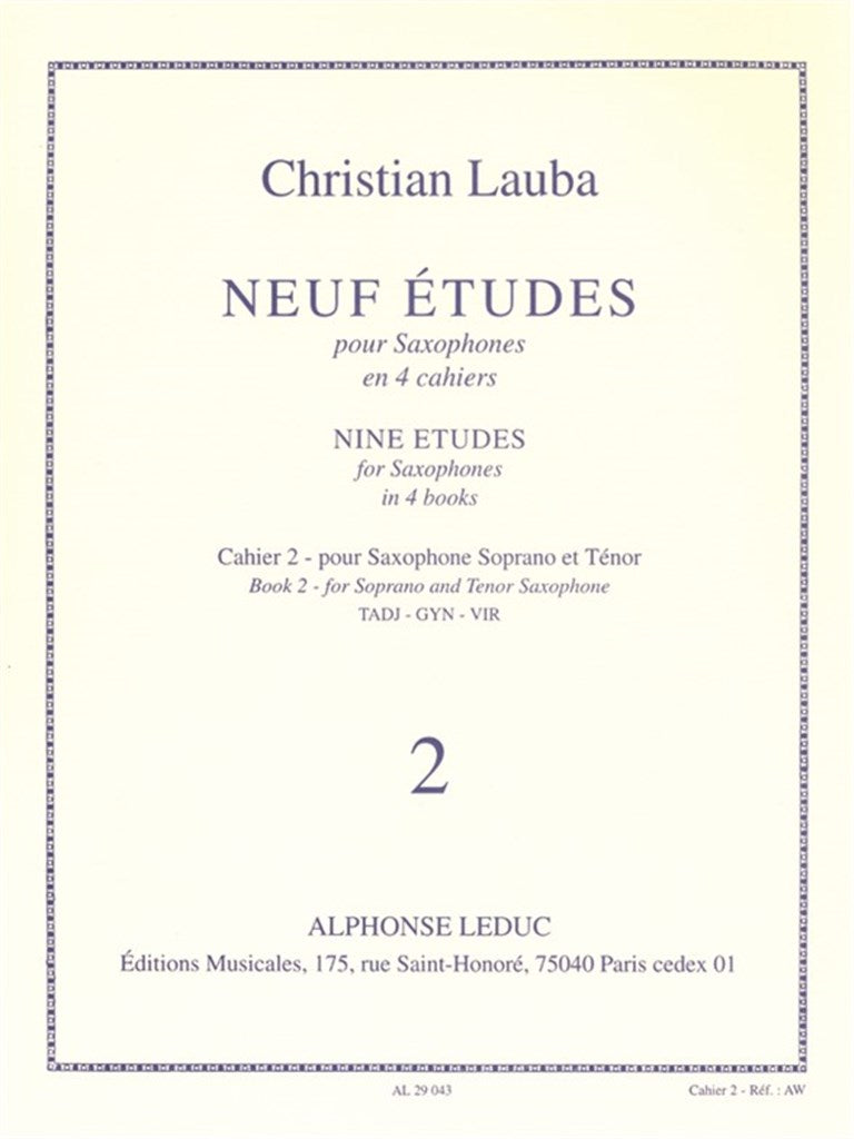 Neuf Études pour Saxophones, cahier 2