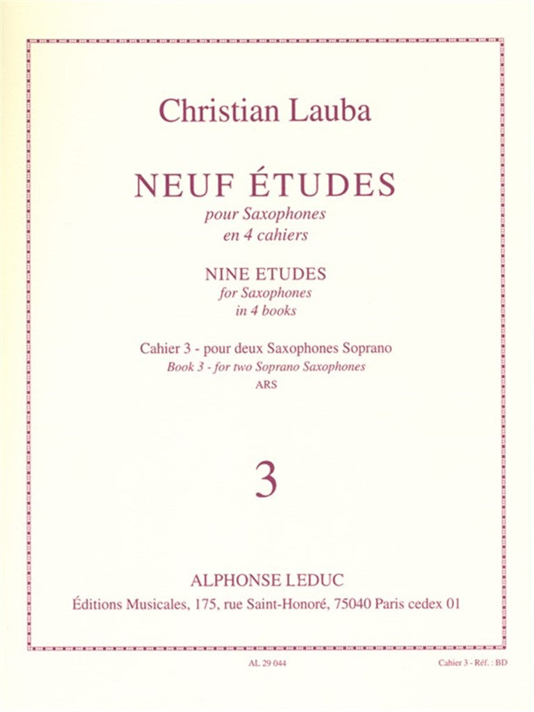 Neuf Études pour Saxophones, cahier 3