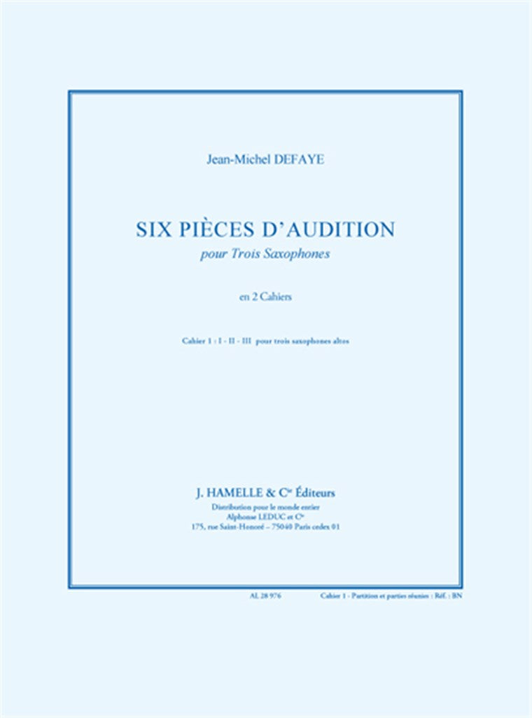 Six Pièces d'Audition (3 Saxophones), Cahier 1