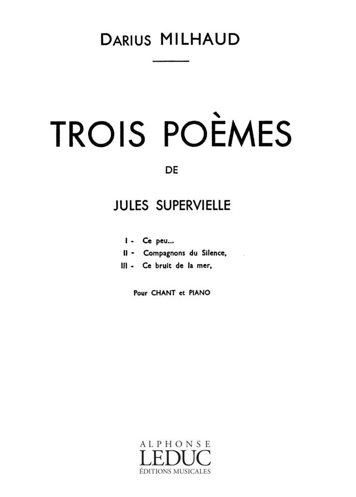 3 Poèmes de J.Supervieille op. 276
