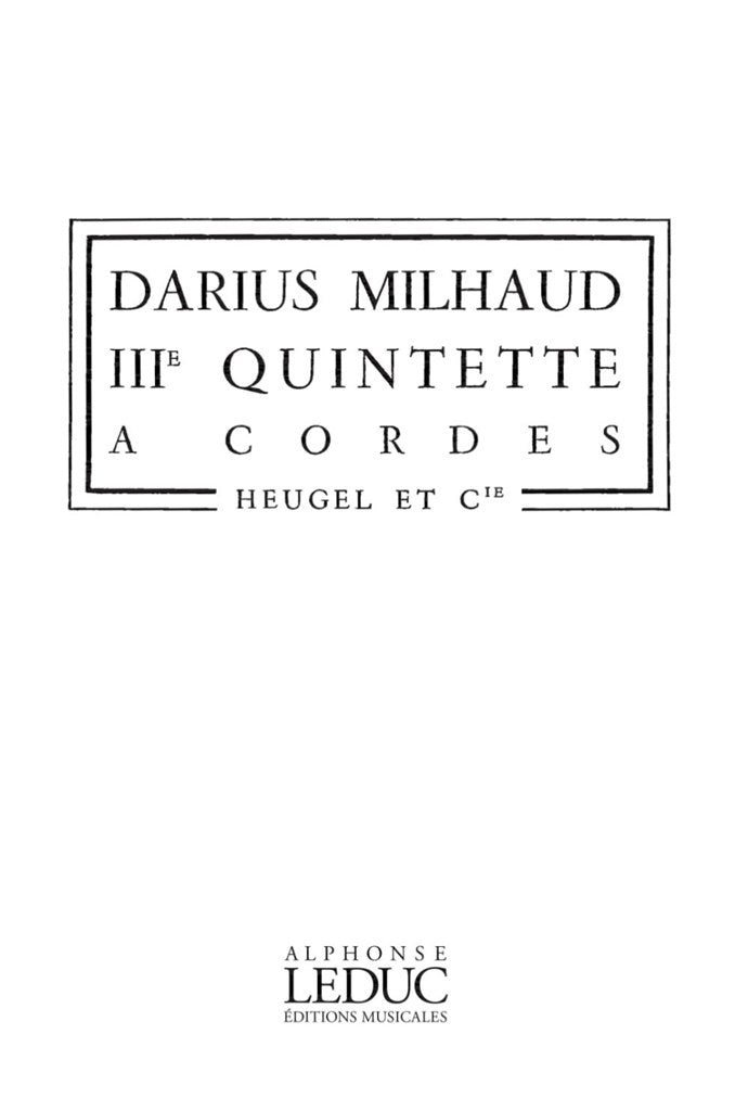 Quintette à cordes No. 3 (Score Only)