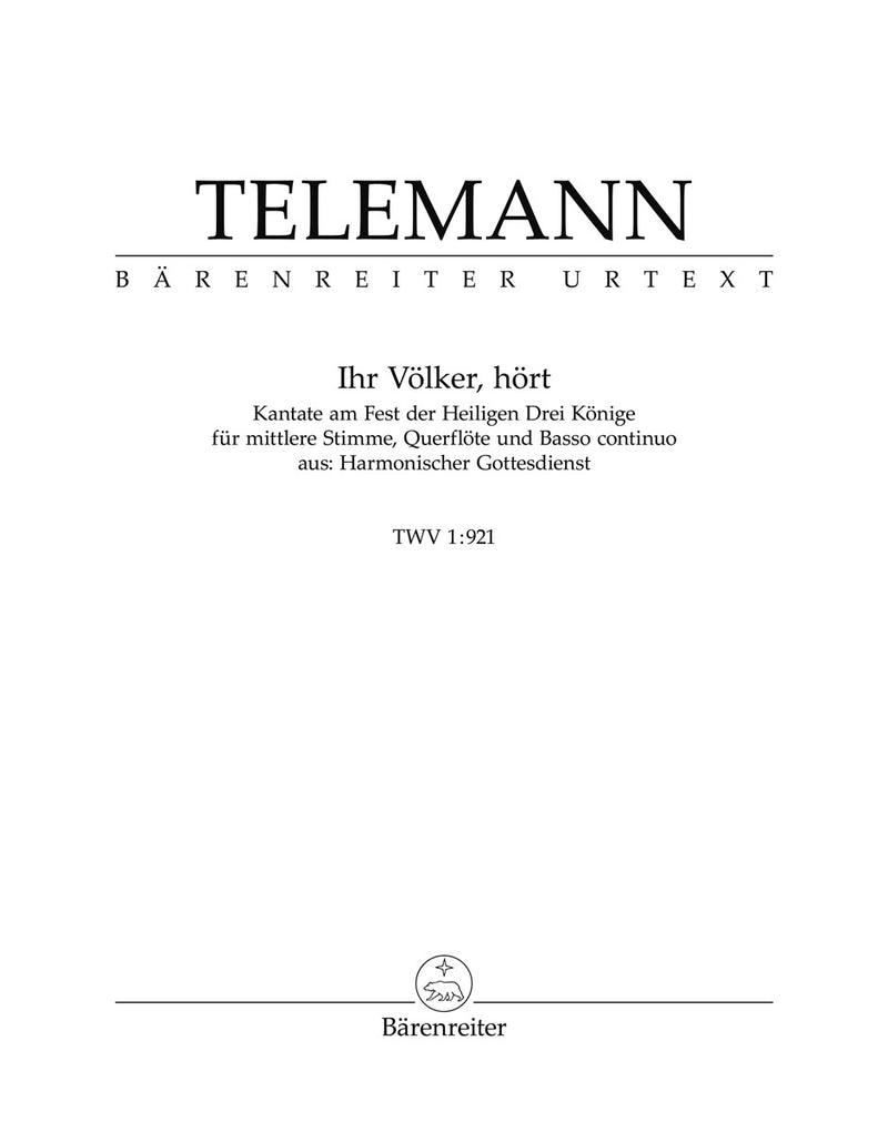 Ihr Völker, hört TWV 1:921
