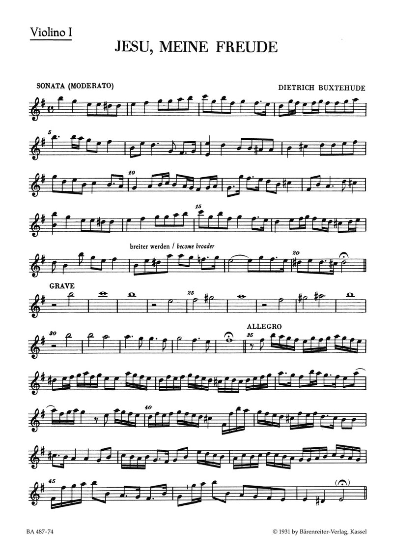 Jesu, meine Freude BuxWV 60 [violin 1 part]