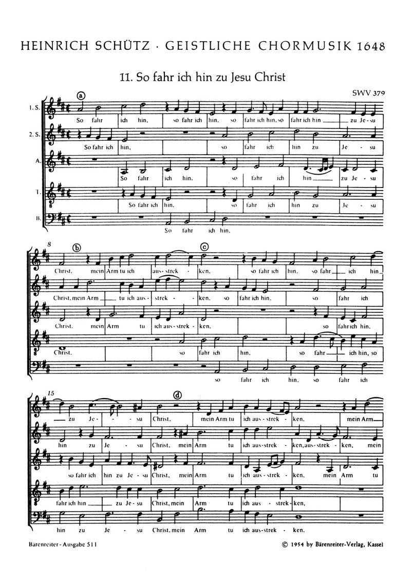 So fahr ich hin zu Jesu Christ SWV 379（Kamlah校訂） [合唱楽譜]