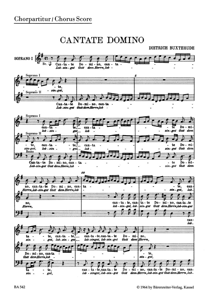 Cantate Domino (Lobsinget Gott, dem Herrn) BuxWV 12 [合唱楽譜]