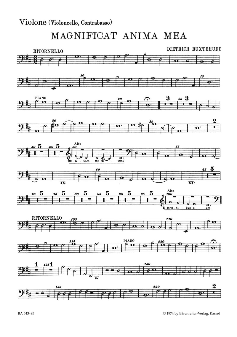 Magnificat anima mea BuxWV Anh. 1 [cello/double bass part]