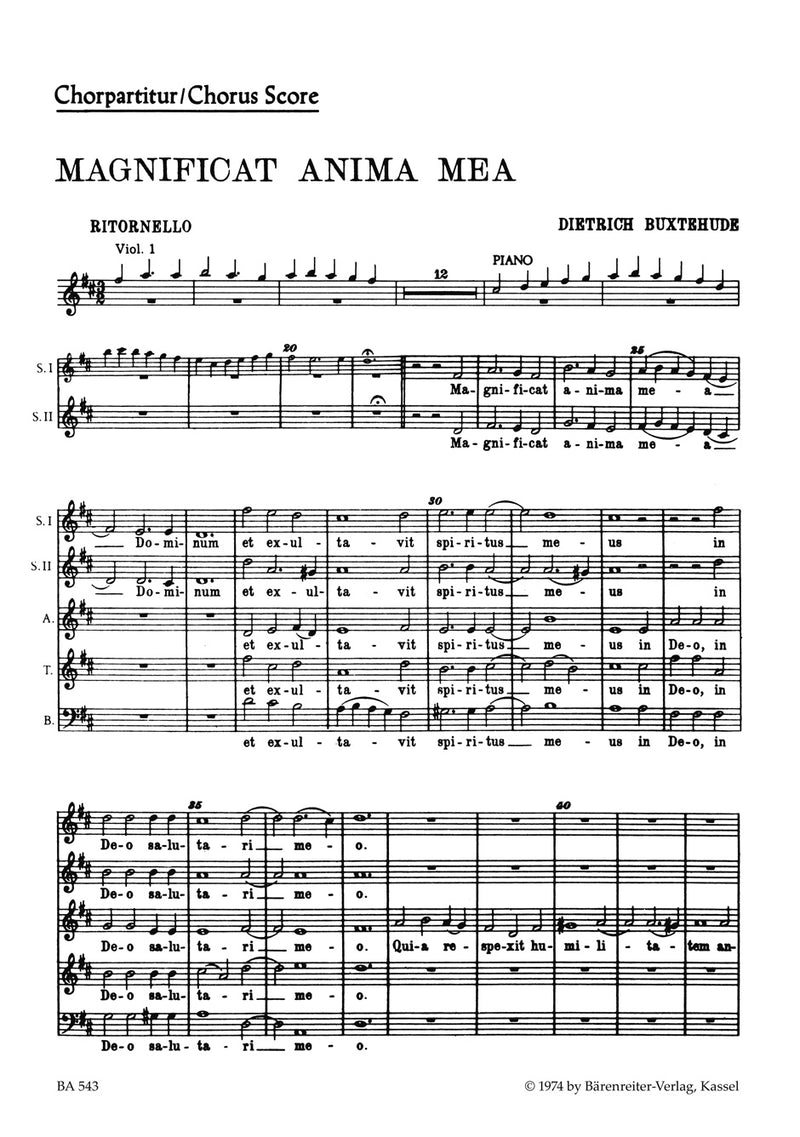 Magnificat anima mea BuxWV Anh. 1 [合唱楽譜]