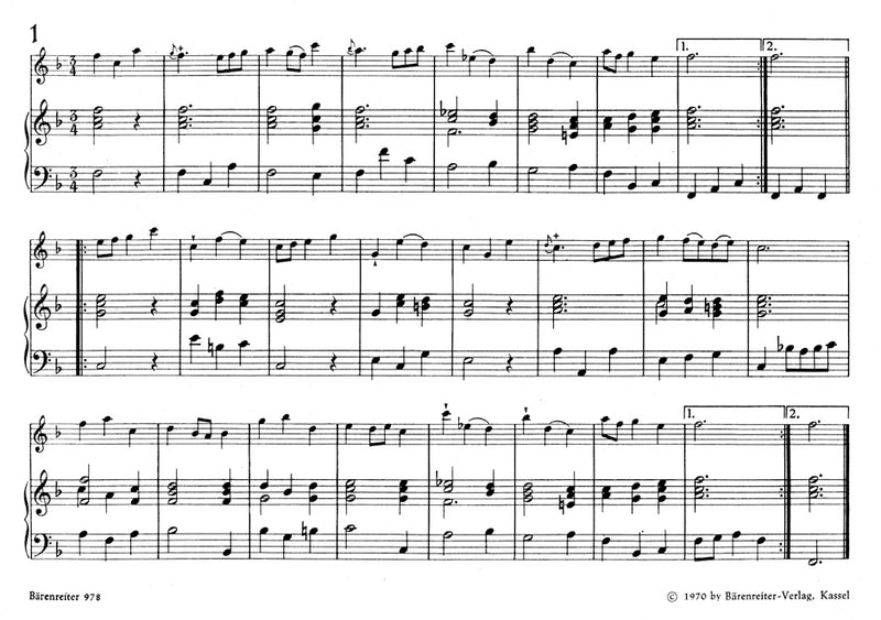 Selected Minuets for Treble Recorder (Violin, Flute, Viola da gamba) and Basso continuo TWV 34 -from the collection "zweites seven mal seven und ein Menuett"- [score, part(s)]