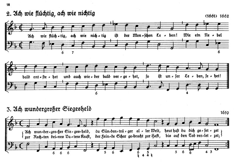 Generalbaß-Choräle -72 nicht ausgesetzte Kirchenlieder des 17. Jh. (Melodie und Bass) für Klavier (Orgel) als Übungsstücke zum Basso-continuo-Spiel-