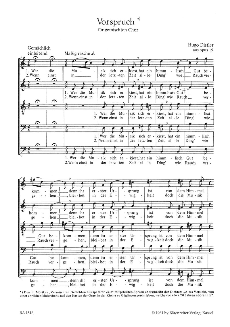 Mörike-Chorliederbuch, vol. 1