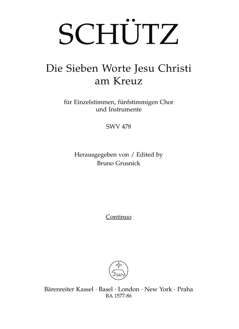 Die Sieben Worte Jesu Christi am Kreuz SWV 478 [basso continuo part]
