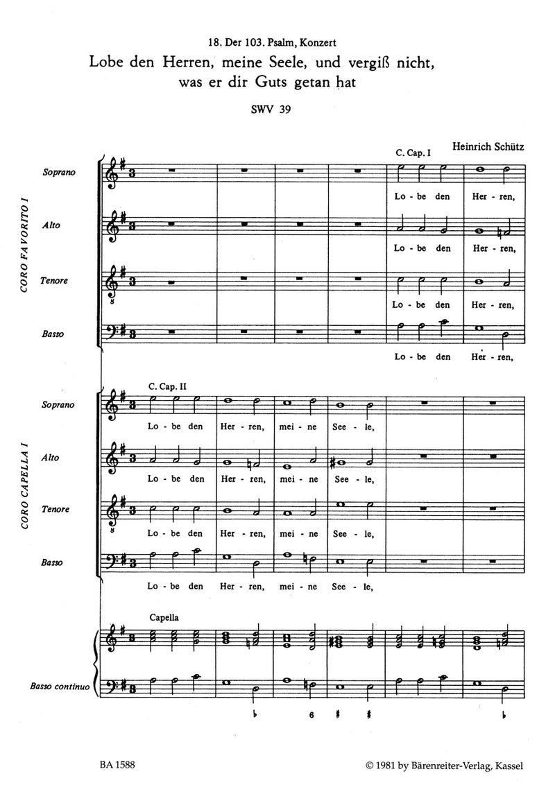 Konzert Lobe den Herrn, meine Seele SWV 39 [score]