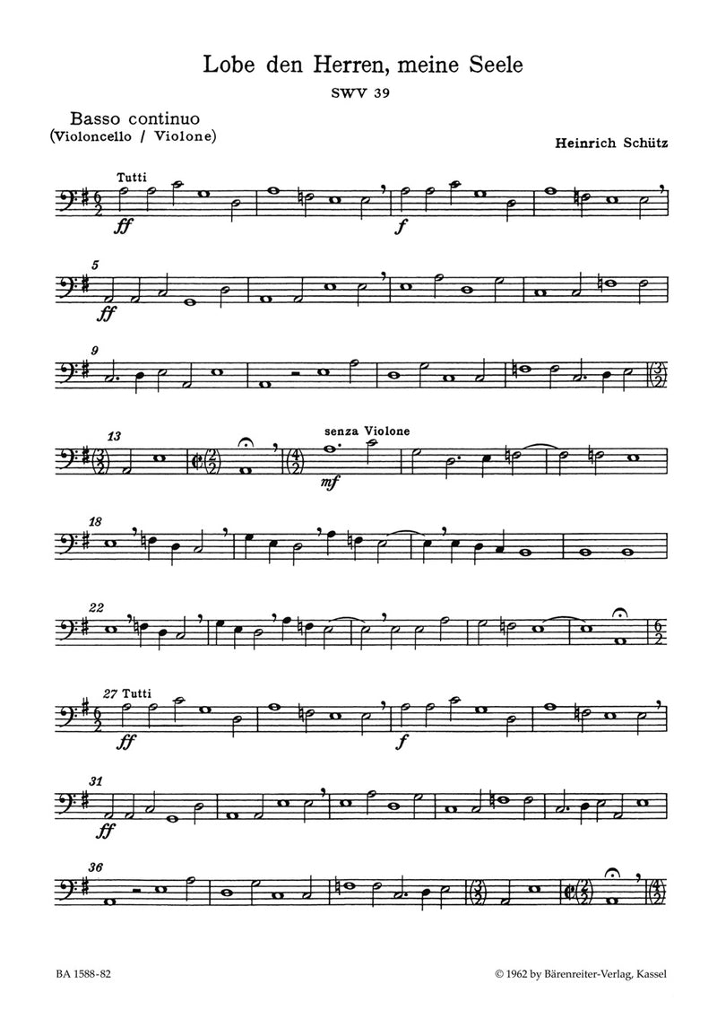Konzert Lobe den Herrn, meine Seele SWV 39 [cello/Bc part]