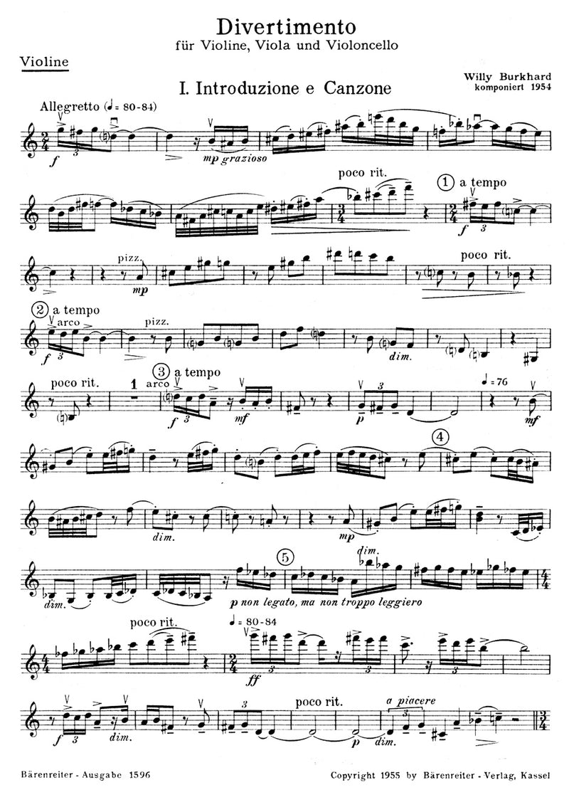 Divertimento für String Trio op. 95 (1954) [set of parts]