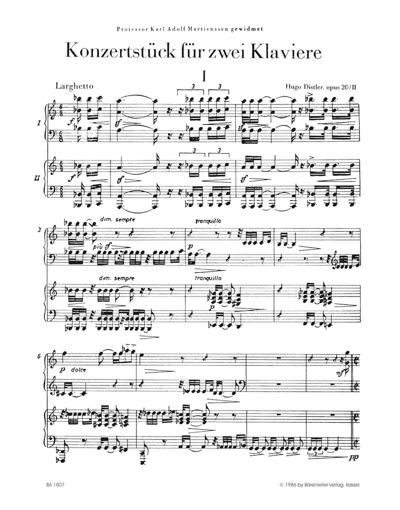 Konzertstück für zwei Klaviere op. 20/2 (1940) (nach dem String Quartet op. 20/1)