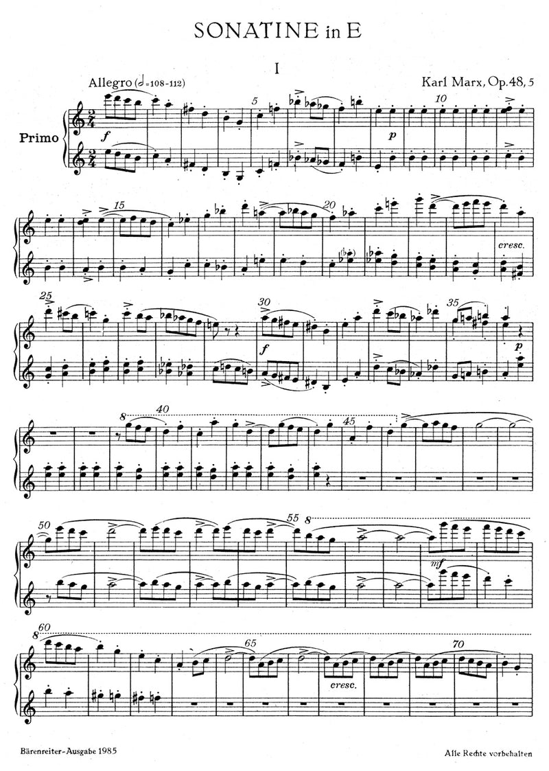 Sonatine für Klavier zu vier Händen E-Dur op. 48/5 (1951)