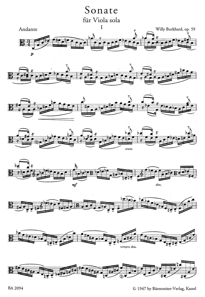 Sonate für Solobratsche (1939) op. 59