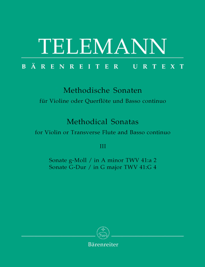 Twelve Methodical Sonatas for Violin (Flute) and Bc (Volume 3) [score, part(s)]