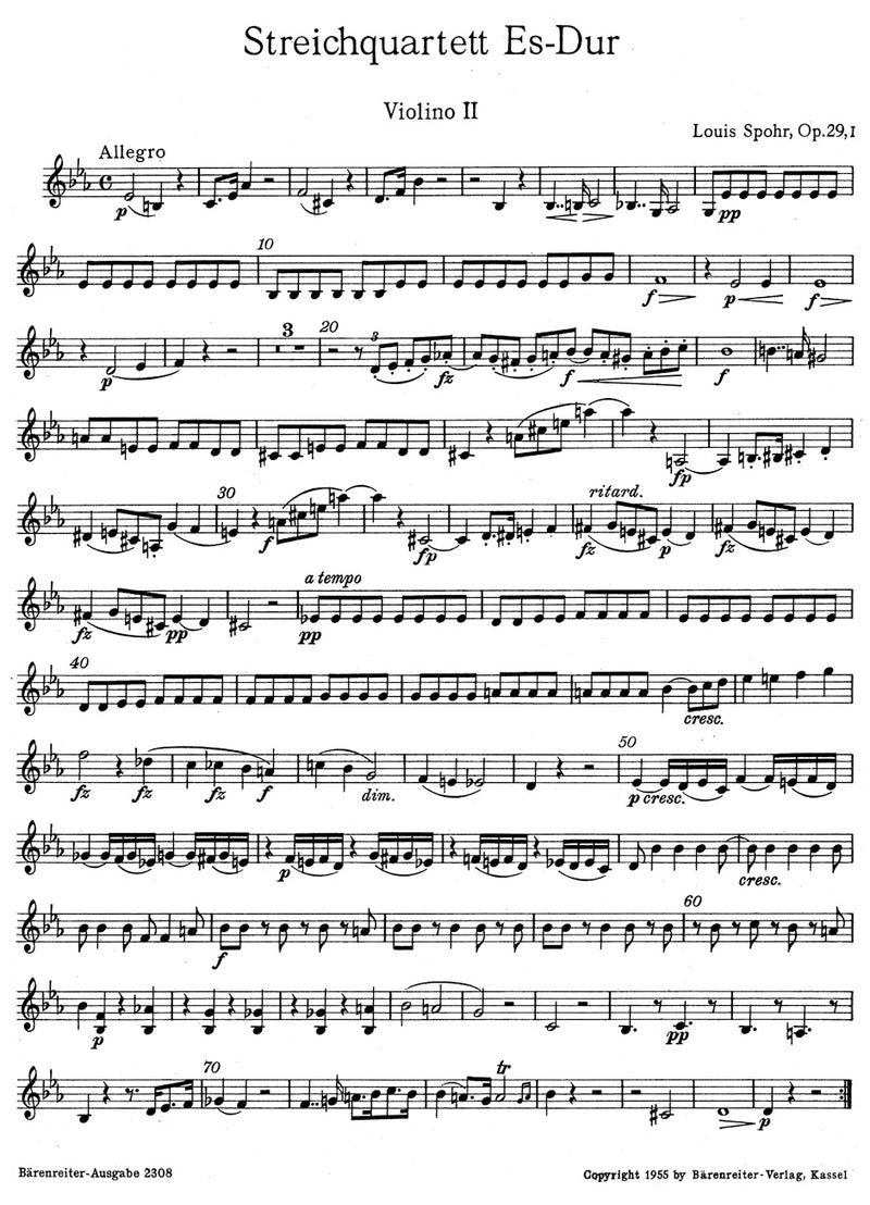 String Quartet Es-Dur op. 29/1